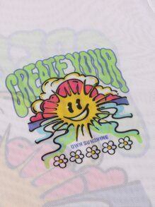 SHEIN Swim Cover up con estampado de dibujos animados - Blanco - Ver 7