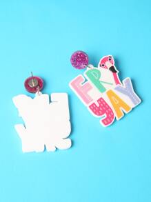 字母圖案耳墜 - 彩色 - 查看 2