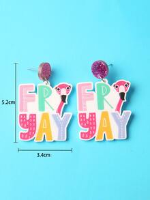 字母圖案耳墜 - 彩色 - 查看 5