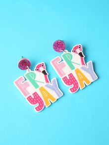 字母圖案耳墜 - 彩色 - 查看 6