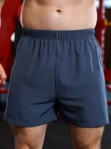 SHEIN Fitness Hombres Shorts deportivos unicolor - Gris Oscuro - Ver 4
