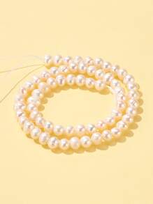 1 串 A 级天然仿珍珠串珠非常适合母亲节珠宝制作土豆天然色白色仿珍珠 DIY 珠子 - 白色 - 查看 1