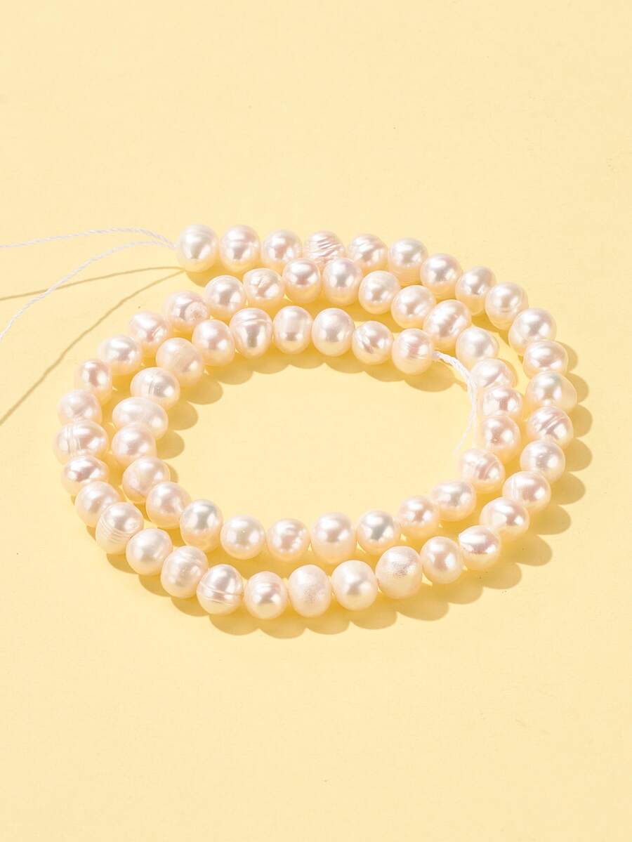 1 串 A 级天然仿珍珠串珠非常适合母亲节珠宝制作土豆天然色白色仿珍珠 DIY 珠子 - 白色 - 查看 1