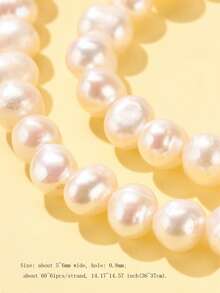 1 串 A 级天然仿珍珠串珠非常适合母亲节珠宝制作土豆天然色白色仿珍珠 DIY 珠子 - 白色 - 查看 3