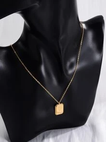 Flower Detail Geometric Charm Necklace - Yellow Gold - View 4