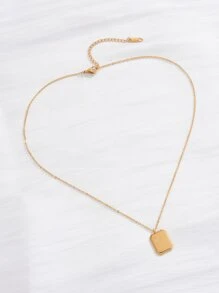 Flower Detail Geometric Charm Necklace - Yellow Gold - View 5