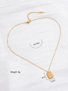 Flower Detail Geometric Charm Necklace - Yellow Gold - View 6