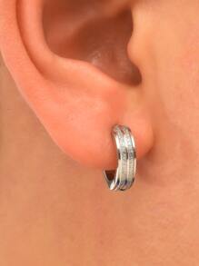 Men Textured Metal Ear Cuffs - Silver - View 11