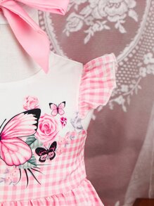 嬰兒花卉和蝴蝶印花洋裝 - 彩色 - 查看 4