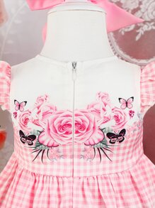 嬰兒花卉和蝴蝶印花洋裝 - 彩色 - 查看 5