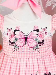 嬰兒花卉和蝴蝶印花洋裝 - 彩色 - 查看 6