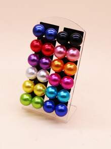 12pairs Faux Pearl Decor Earrings - Multicolor - View 3