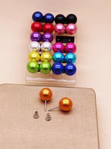 12pairs Faux Pearl Decor Earrings - Multicolor - View 4