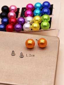 12pairs Faux Pearl Decor Earrings - Multicolor - View 5