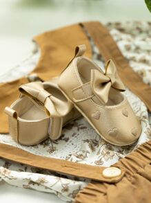 婴儿心形刺绣玛丽珍平底鞋 - 金色 - 查看 2