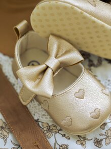 婴儿心形刺绣玛丽珍平底鞋 - 金色 - 查看 4