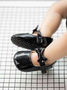 Infant Bow Decor Mary Jane Flats - Black - View 1