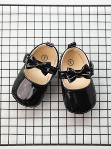 Infant Bow Decor Mary Jane Flats - Black - View 2