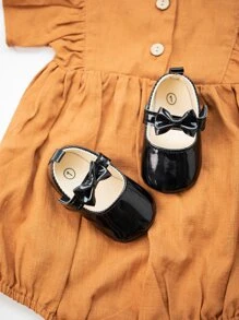 Infant Bow Decor Mary Jane Flats - Black - View 3