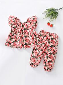 Baby Allover Floral Print Top & Pants - Multicolor - View 2