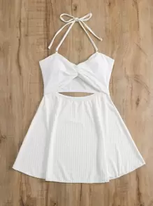 Swim Mod Top tankini de canalé girante con abertura