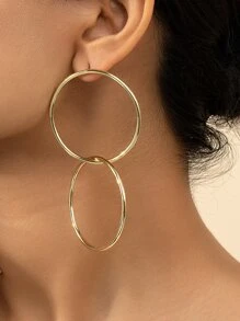 Pendientes de aro minimalista - Amarillo Oro - Ver 1