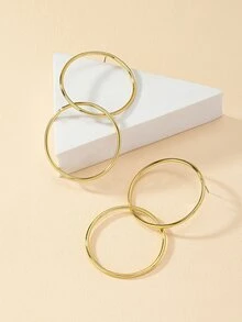 Pendientes de aro minimalista - Amarillo Oro - Ver 2