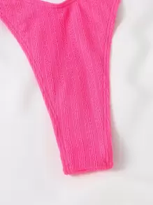 SHEIN Swim Phụ nữ một mảnh Cắt ra Nhẫn màu trơn - Màu Hồng Tươi - Xem 7