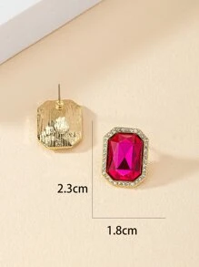 Rhinestone Decor Stud Earrings - Hot Pink - View 4