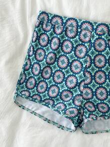 Allover Print Underwire Summer Beach Bikini Set - Mint Green - View 4