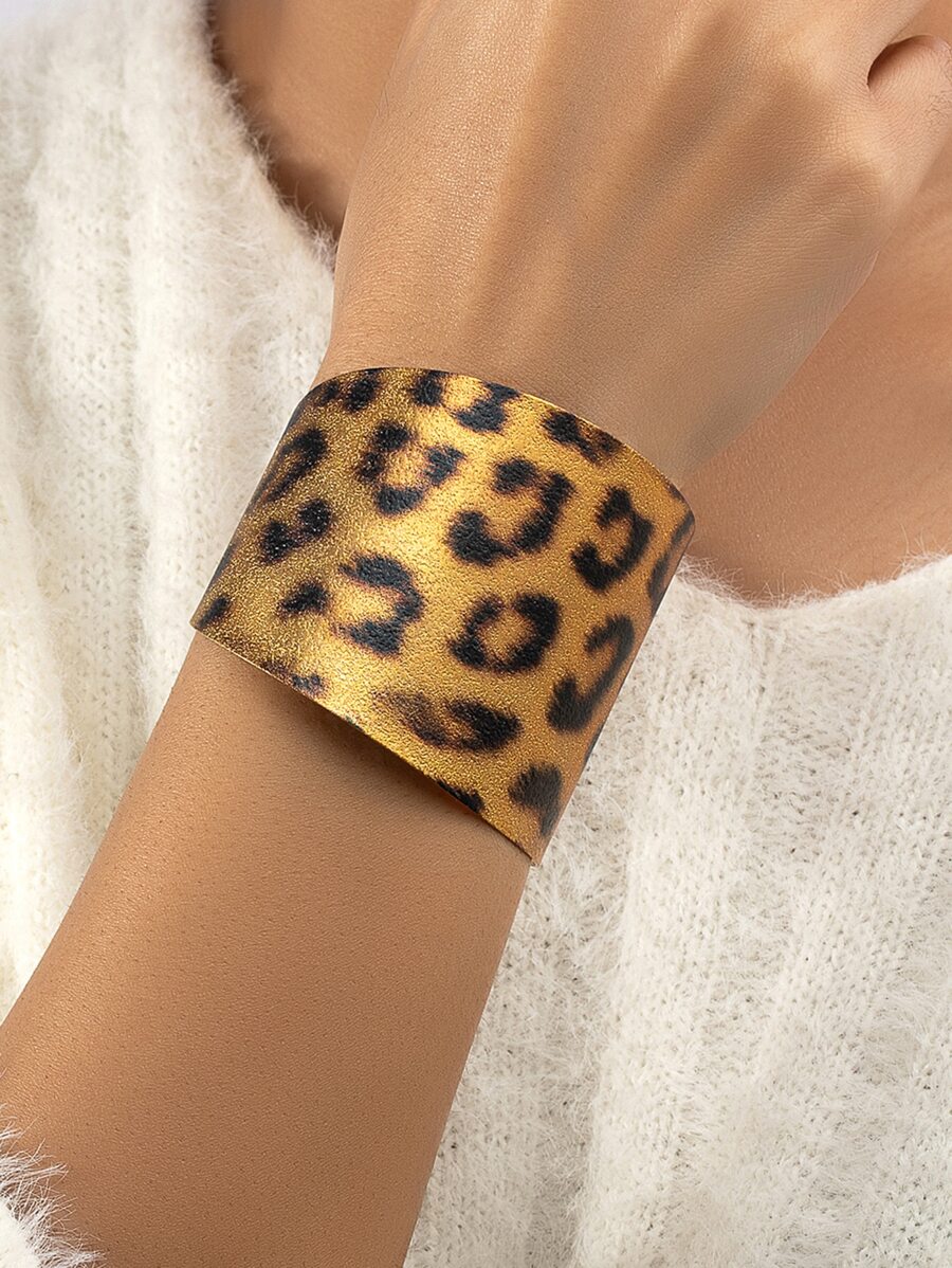 豹紋圖案開口手鐲 - 彩色 - 查看 1