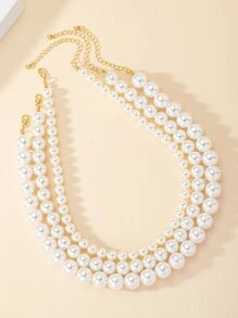 3pcs Faux Pearl Decor Necklace - White - View 4