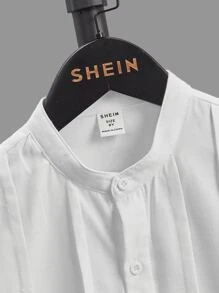 SHEIN Bộ hai mảnh Trai Túi Nút phía trước Khối Màu Giải trí - Màu xanh Cadet - Xem 5