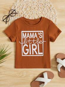 SHEIN Tops con gái lớn Slogan Giải trí - màu nâu - Xem 1