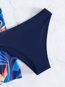 Swim Lushoire Summer Beach Tropical Print Tankini Set Wrap Cross Push Up Swim Dress & Hipster Bottom 2 Piece Bathing Suit