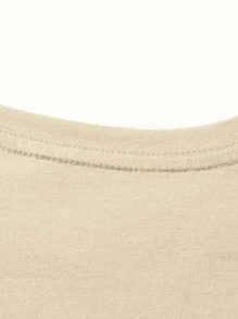 SHEIN LUNE 大碼老虎和印花落肩T恤 - 杏色 - 查看 4