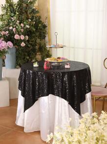 Sequin Decor Tablecloth - Black - View 4