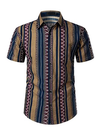 Männer Shirt mit Welle & Streifen Muster