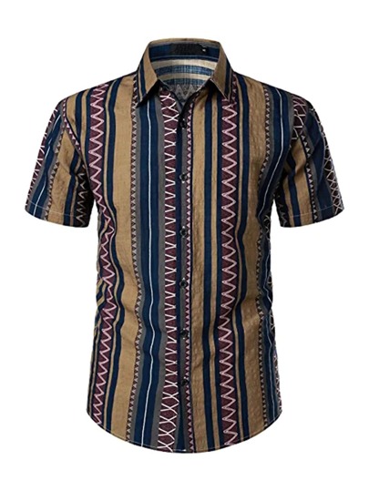 Homme Chemise Vague & À Rayures