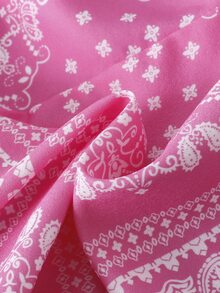 女孩佩斯利絲巾圖案襯衫和短褲不附吊帶上衣