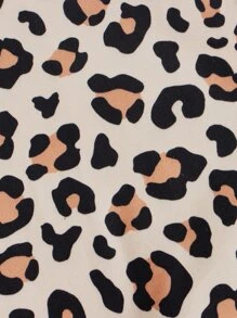 SHEIN Đứa bé gái In hoa Báo Một bờ vai Romper - màu nâu - Xem 4