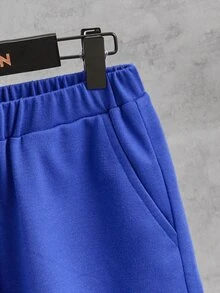 SHEIN Boys Slogan and Cartoon Graphic Tee & Shorts - Multicolor - View 4