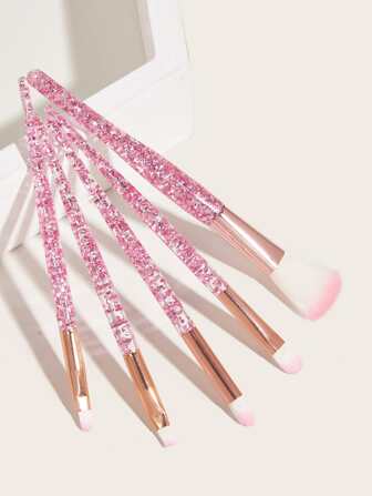 5pcs Glitter Makeup Brush Set, Powder Brush, Eyeshadow Brush, Boho, Elegant, For Spring, Gift For Women & Girl,Brush Set,Makeup Brush Kit,Make Up Brush Set,Make Up Set Complete,Makeup Brush Set,Complete Makeup Kit,Brush Kit,Brushes Makeup Set,Makeup Gift Set,Set