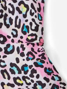 SHEIN Baby One Shoulder Top & Leopard Print Flare Leg Pants - Multicolor - View 3