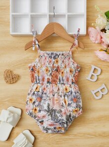 SHEIN 嬰兒印花肩上打結吊帶連體衣 - 彩色 - 查看 1