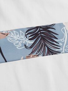 Manfinity Men Tropical Print Tee & Drawstring Waist Shorts - Multicolor - View 4