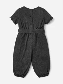 SHEIN Baby Notched Neck Belted Jumpsuit - Dark Grey - View 2