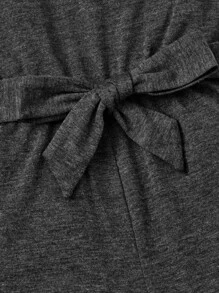 SHEIN Baby Notched Neck Belted Jumpsuit - Dark Grey - View 4