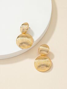 Anting Dekorasi Bulat - Yellow Gold - View 4