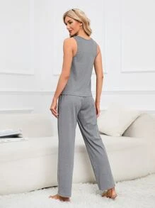 Set homewear con botón delantero - Gris - Ver 2
